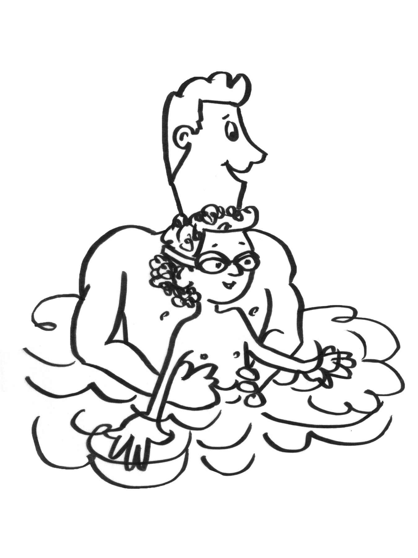 Family Swimming Coloring Page