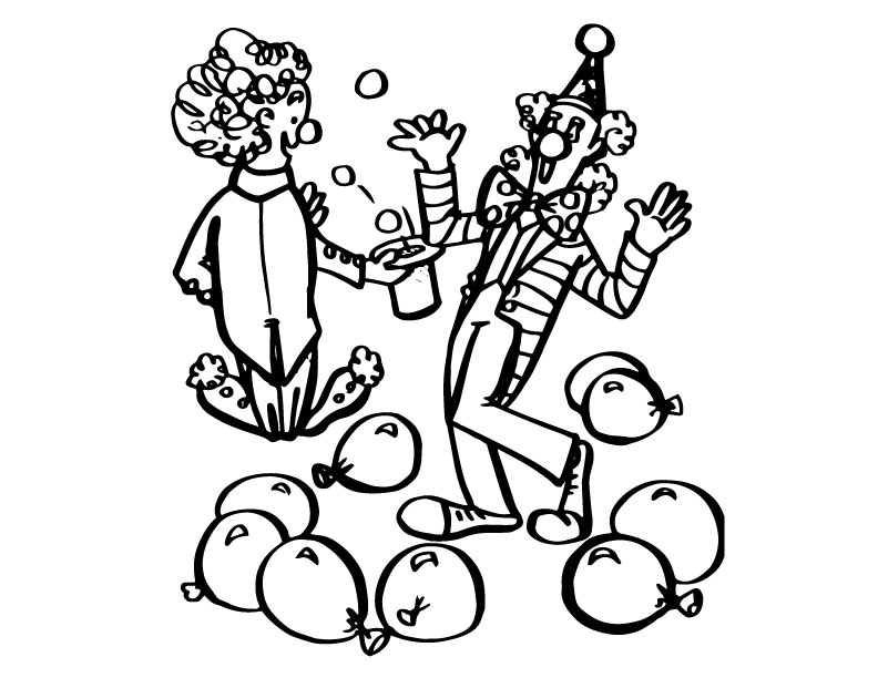 coloring page of clowns