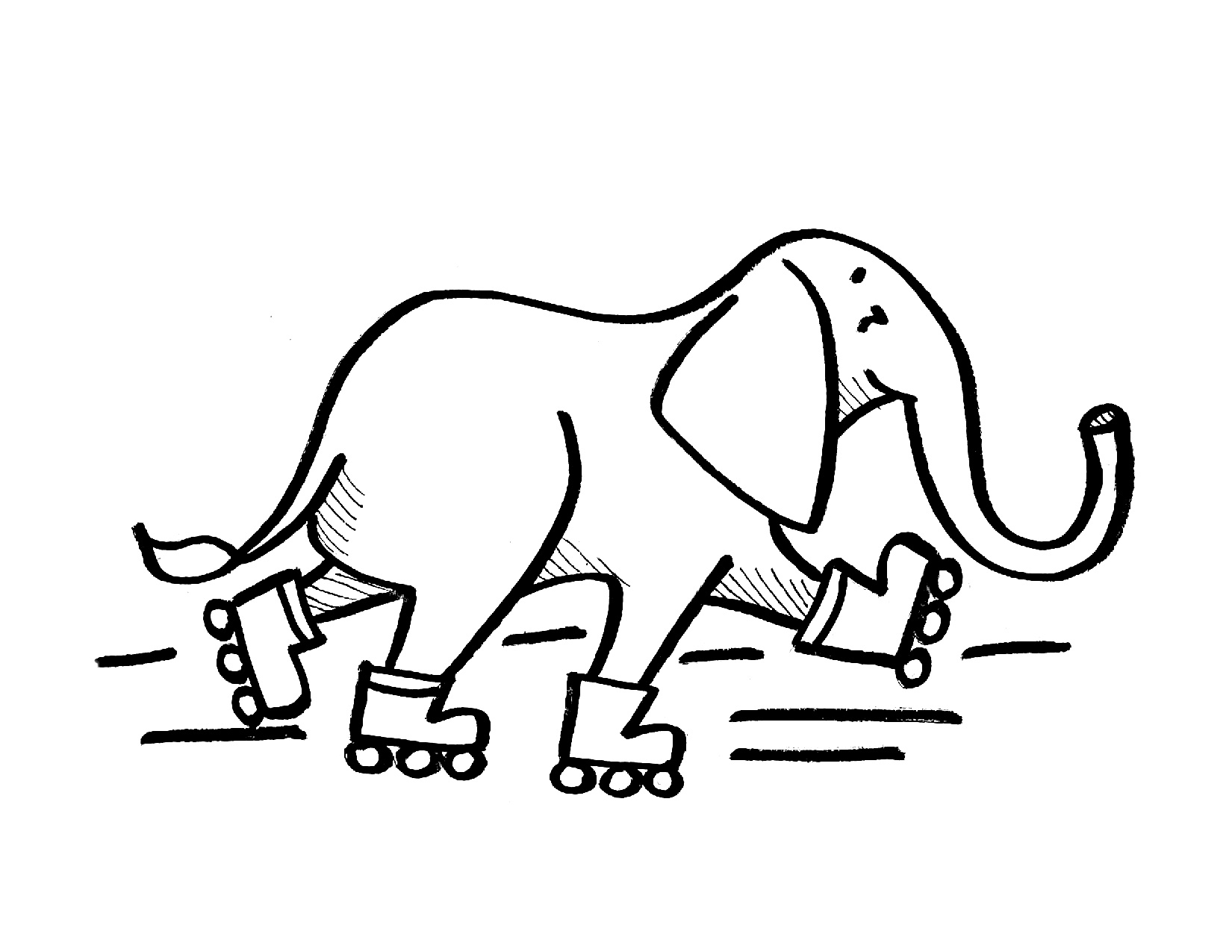 Coloring Page from The Little Book of Creativity elephant on roller-skates