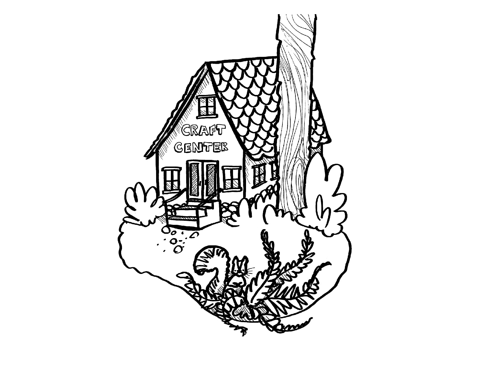 Coloring Page of a Craft Center