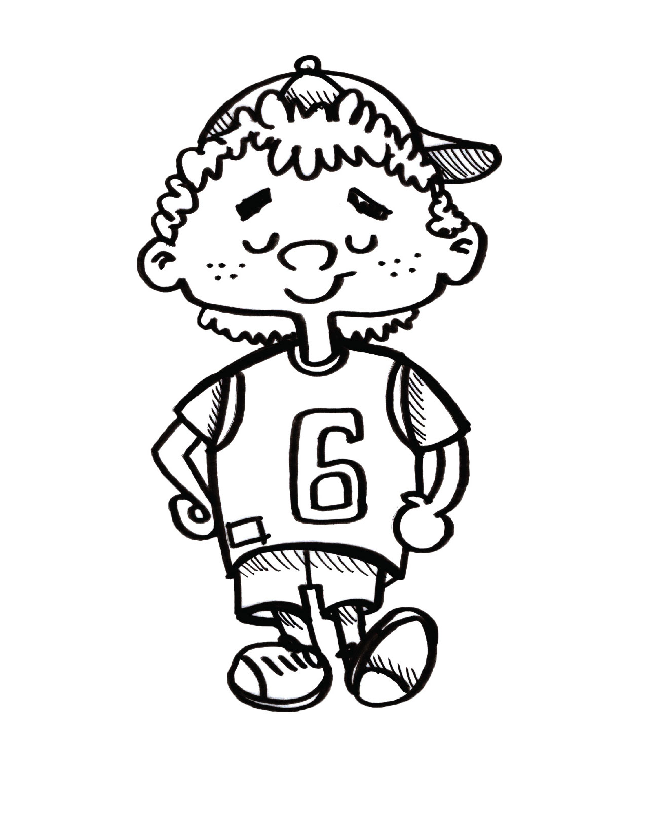 Boy in basketball uniform coloring page