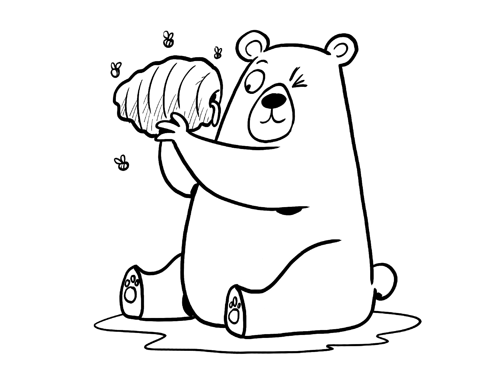 Coloring page of A Bear looking in a bees nest