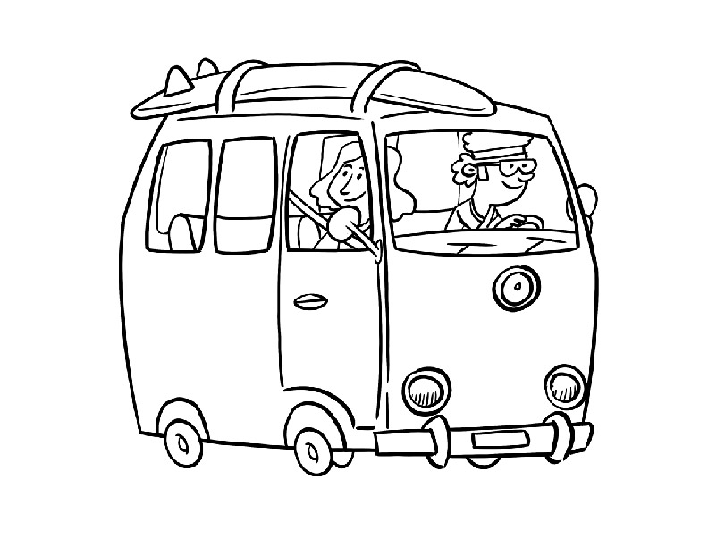 Coloring page of a VW Bus Van